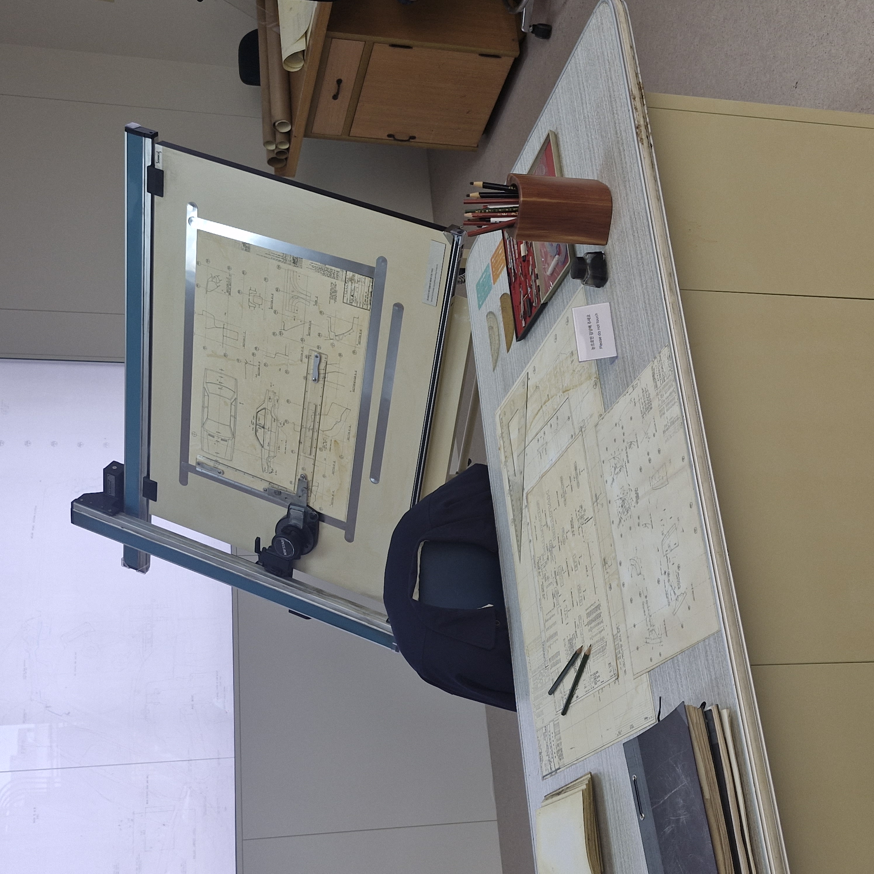 Blueprints displayed at the Hyundai Motorstudio in Goyang.