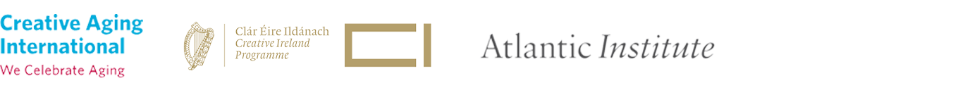 Logos of Creative Aging International, Creative Ireland and Atlantic Institute