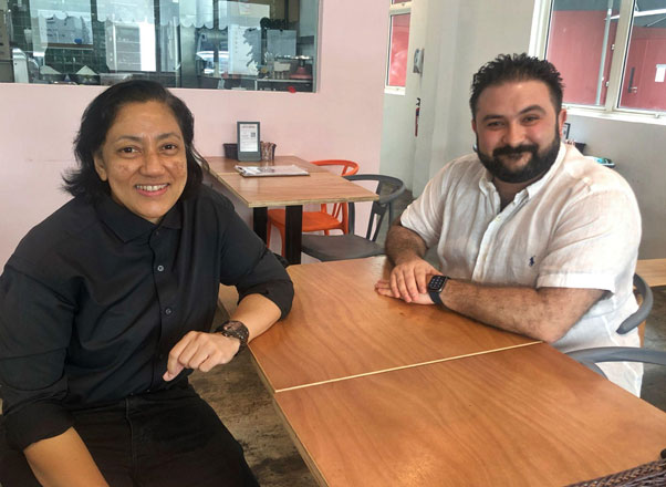 Natalie and Felipe at Aliwal Arts Centre, where this conversation took place.