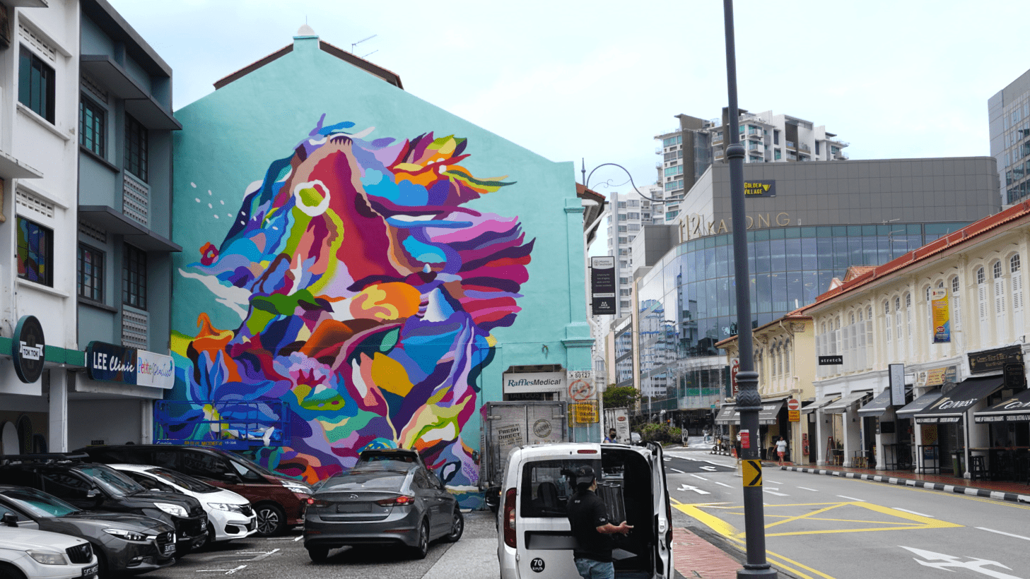 Wall mural Anatomical Reverberation; Recollections of you from a distance  by soph O on Joo Chiat Road