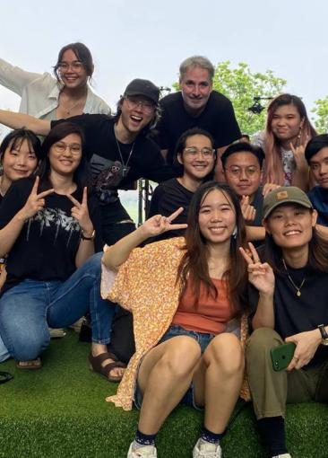 BA(Hons) Music students on the campus green